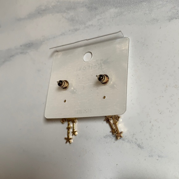 Moon Shaped Crystal Drop Earrings - Picture 3 of 3